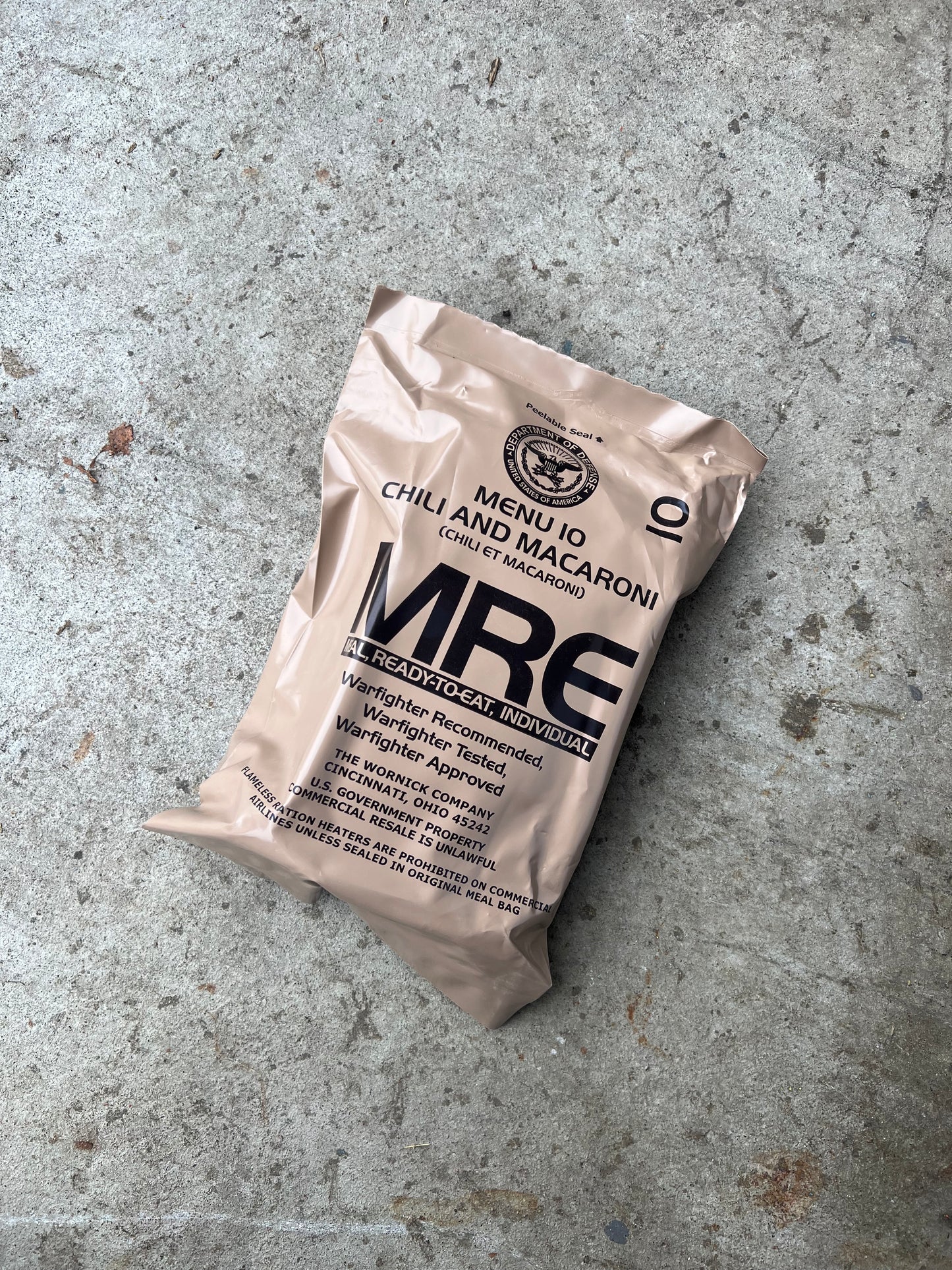 US Military Surplus Individual Meal Ready to Eat (MRE) - 1 Pack