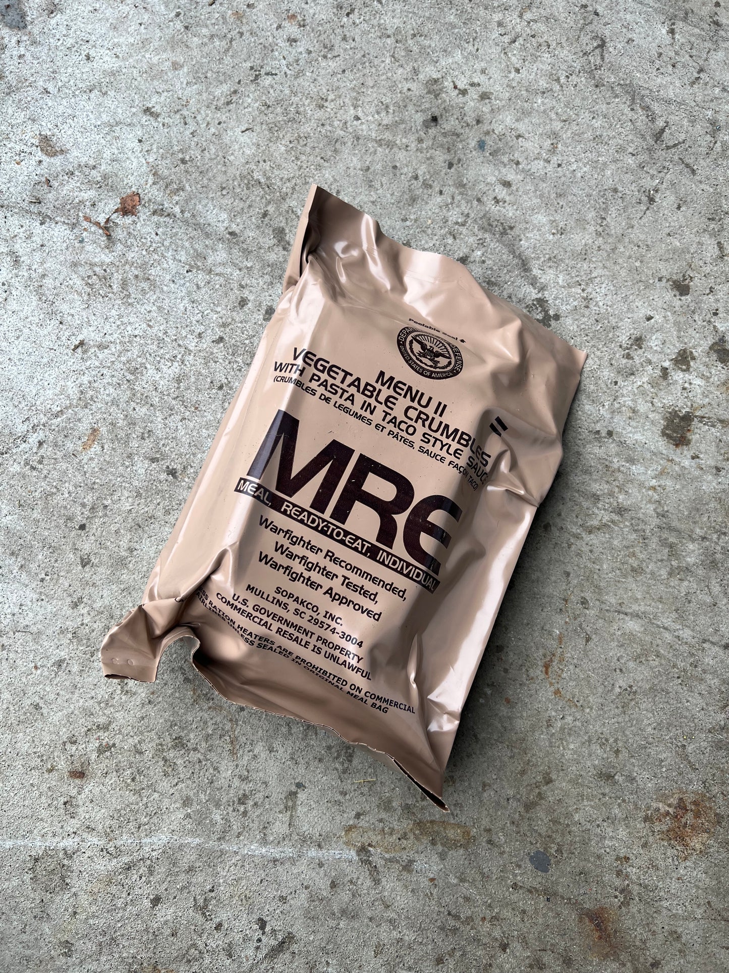 US Military Surplus Individual Meal Ready to Eat (MRE) - 1 Pack