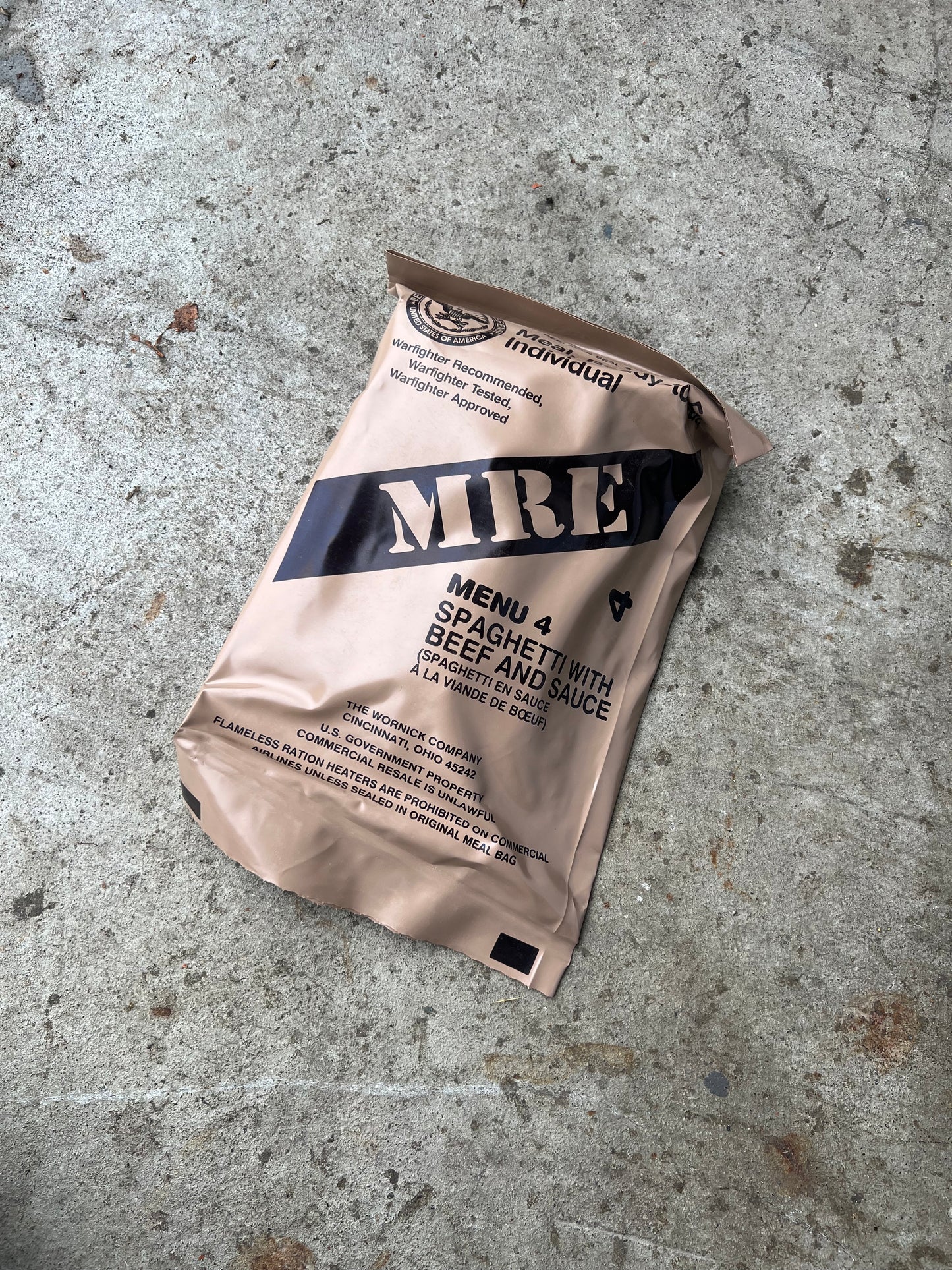 US Military Surplus Individual Meal Ready to Eat (MRE) - 1 Pack