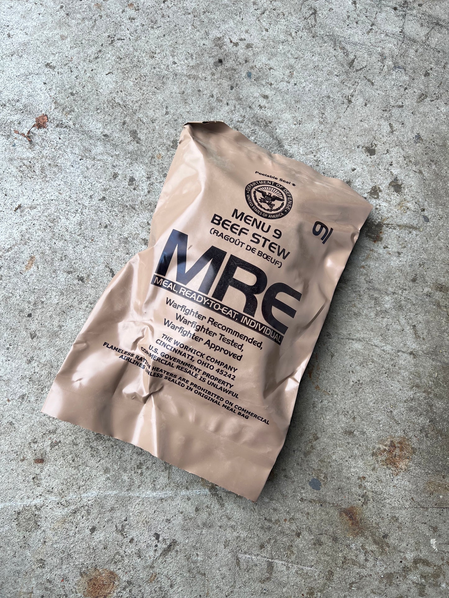 US Military Surplus Individual Meal Ready to Eat (MRE) - 1 Pack