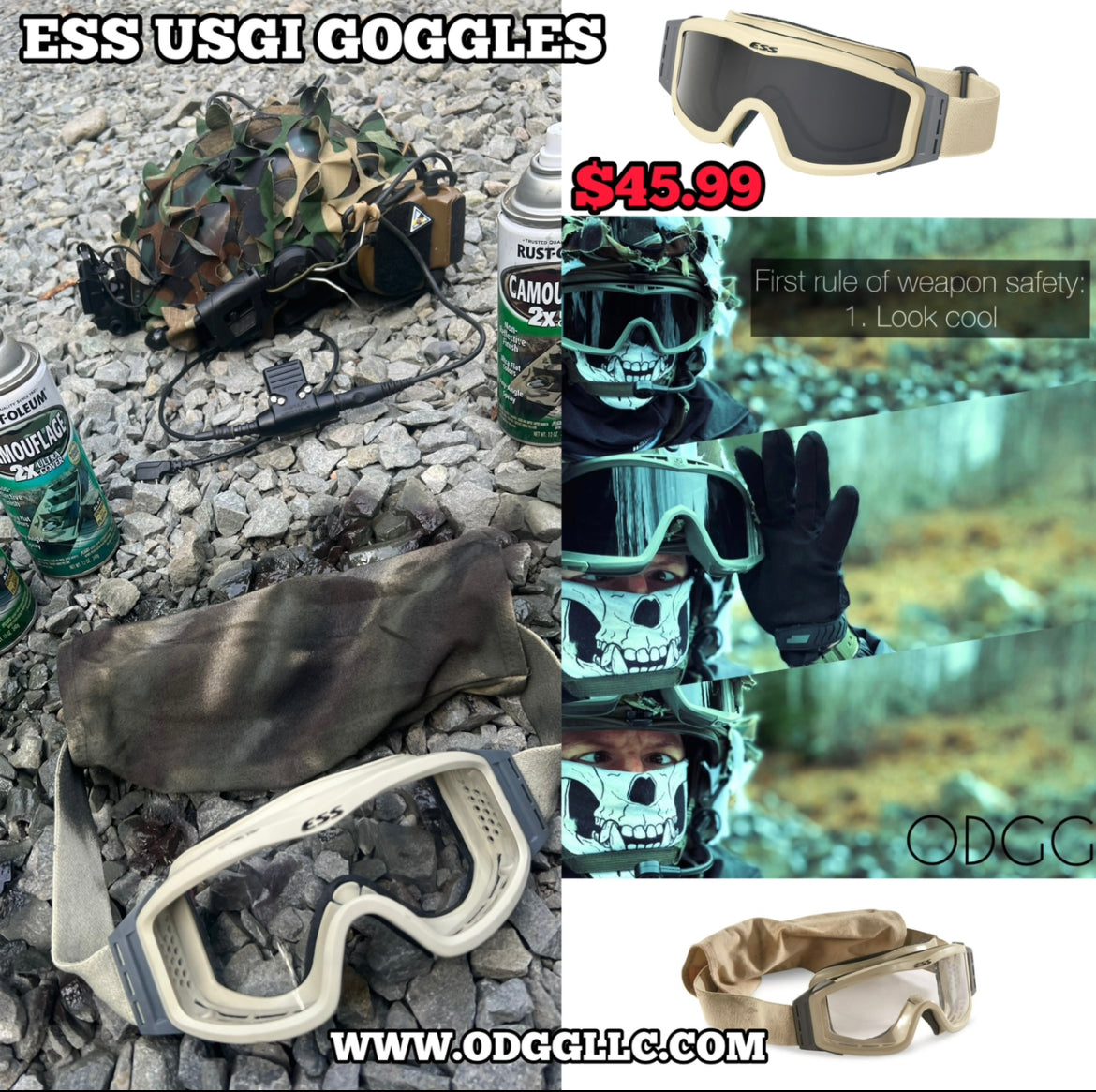 ESS Surplus NVG Ballistic Goggles with Stealth Sleeve
