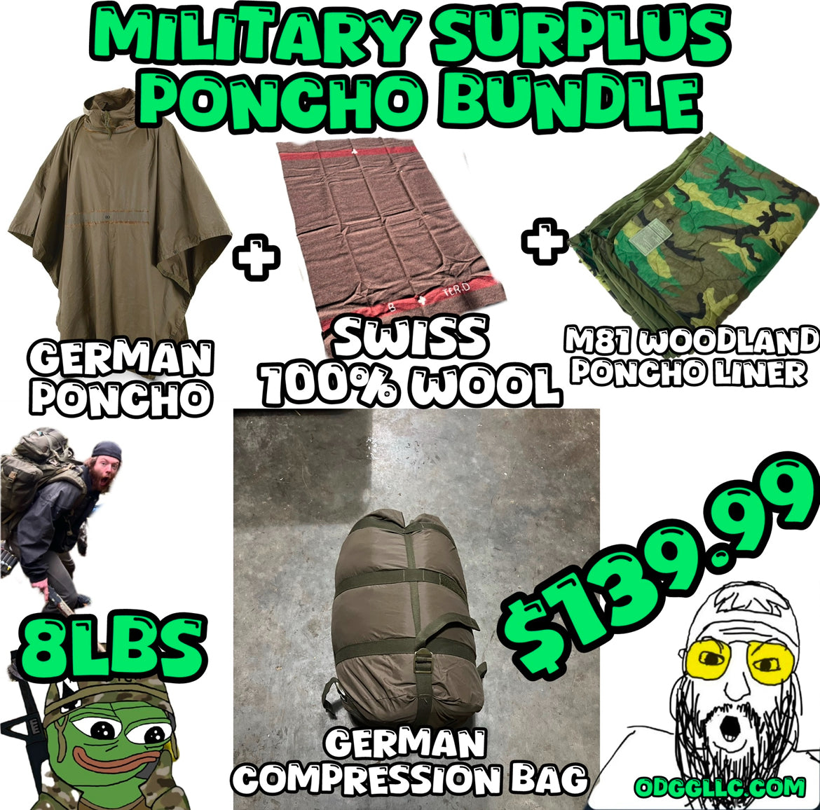 German Military Surplus Wet Weather Poncho Bundle