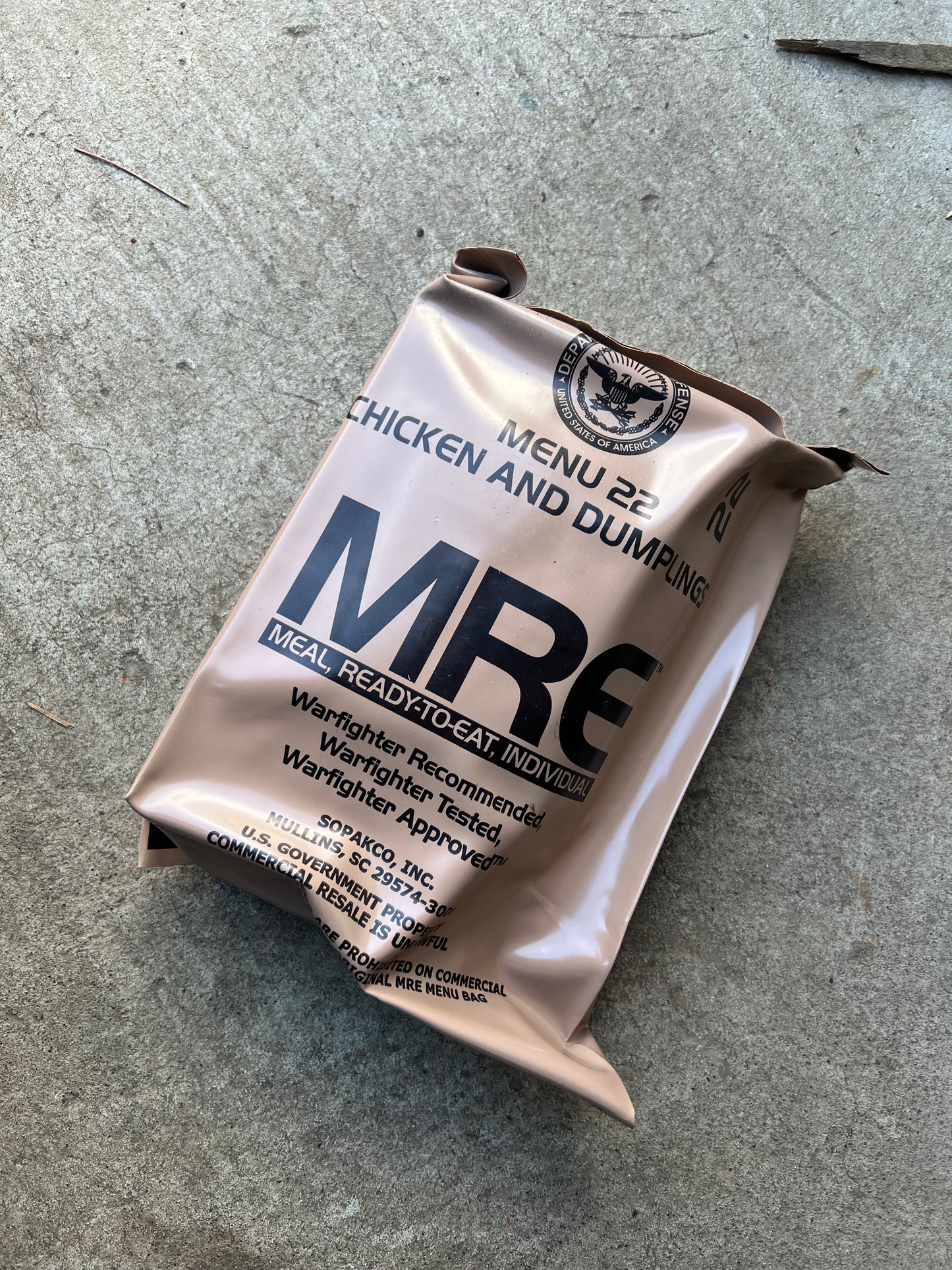 US Military Surplus Individual Meal Ready to Eat (MRE) - 1 Pack