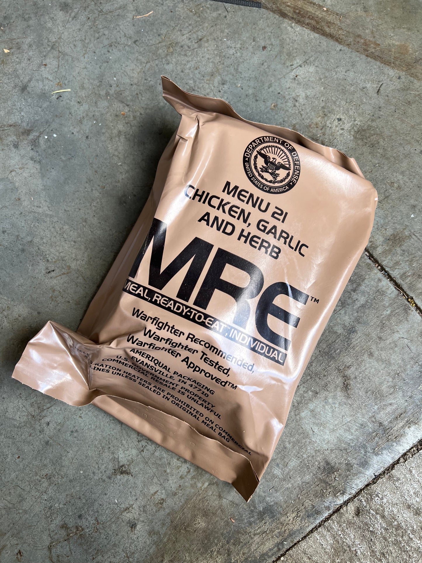 US Military Surplus Individual Meal Ready to Eat (MRE) - 1 Pack