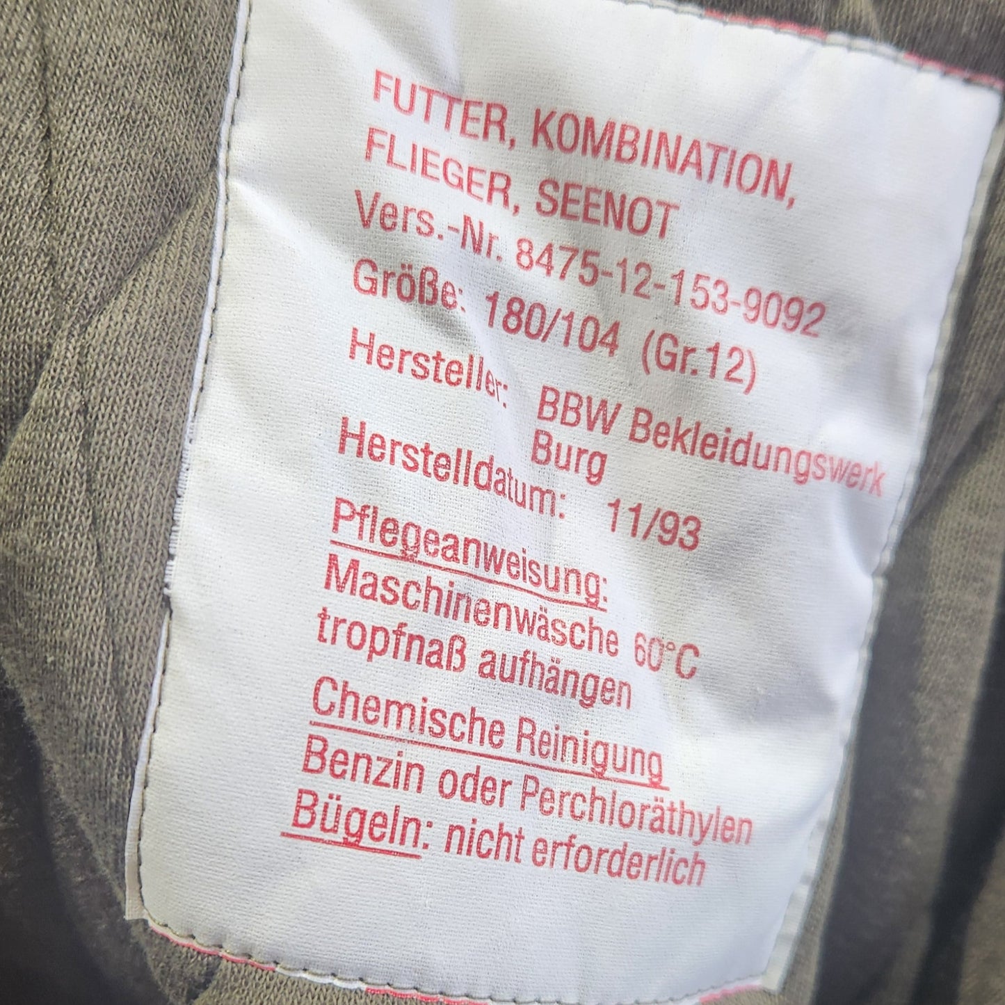 German OD Flight Rescue Coveralls - Used