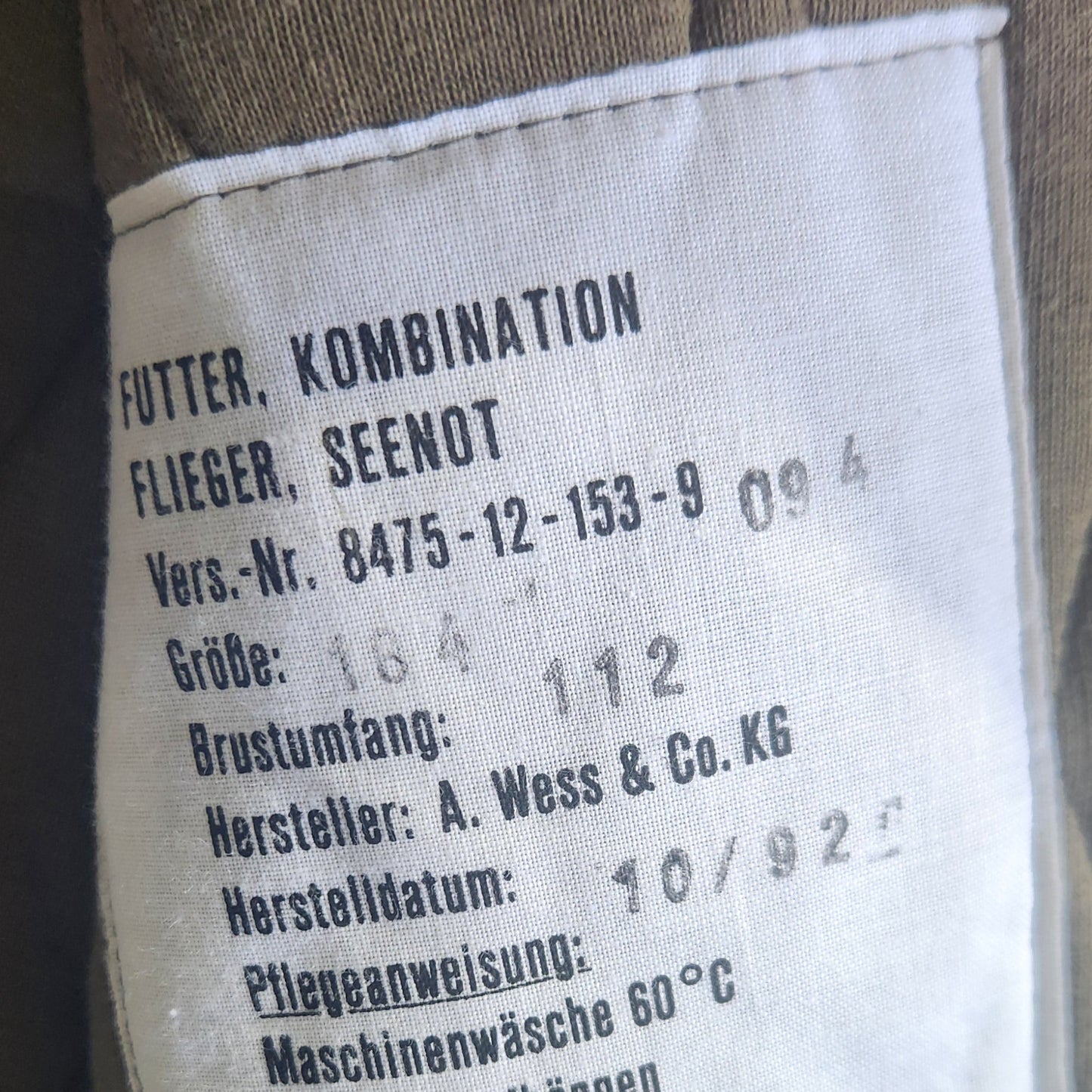 German OD Flight Rescue Coveralls - Used