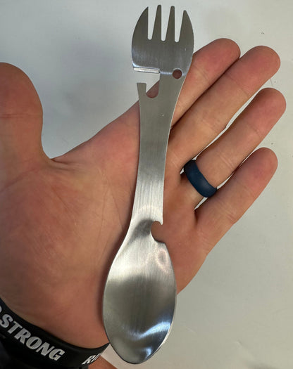 TACTICALS Spork 5-in-1 -retkeilyvälineiden monitoimityökalu - ruostumatonta terästä