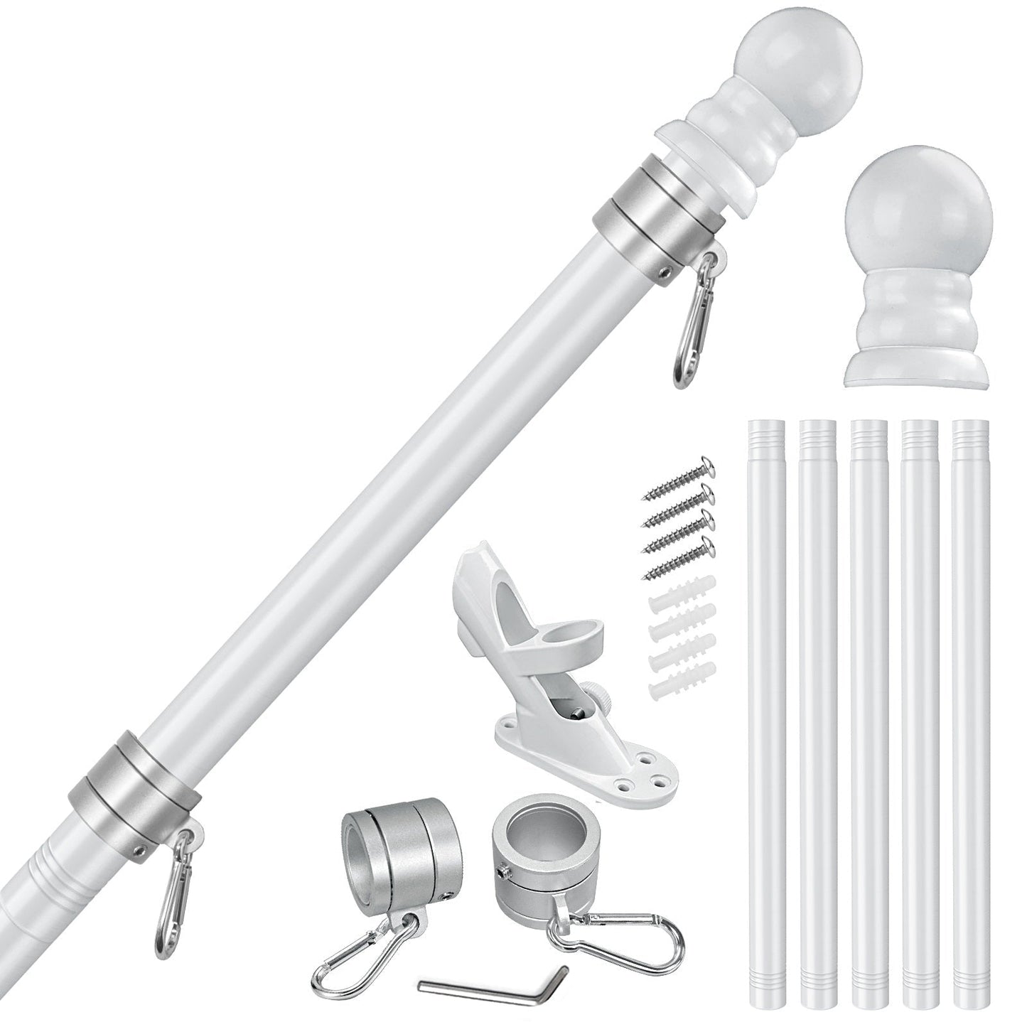 5-Section 6FT Stainless Steel Flagpole Kit