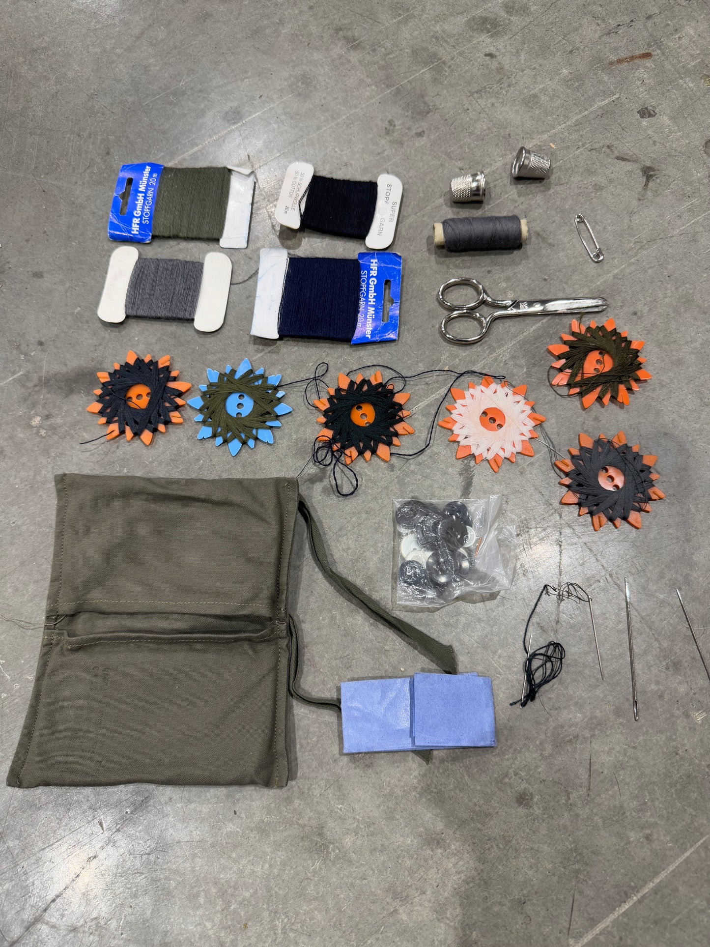 German Surplus Sewing Kit w/ OD Pouch