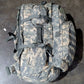 Camouflage backpack on a dark surface