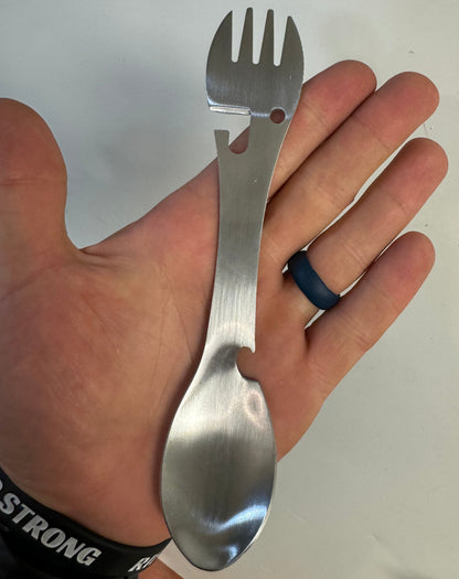 TACTICALS Spork 5-in-1 -retkeilyvälineiden monitoimityökalu - ruostumatonta terästä