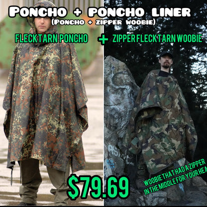 MIL-TEC Multi-Function Poncho Liner aka The Zipper Woobie - Flecktarn