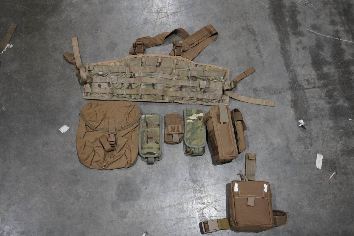 TAPS rig with medical gear in OCP and Coyote Tan