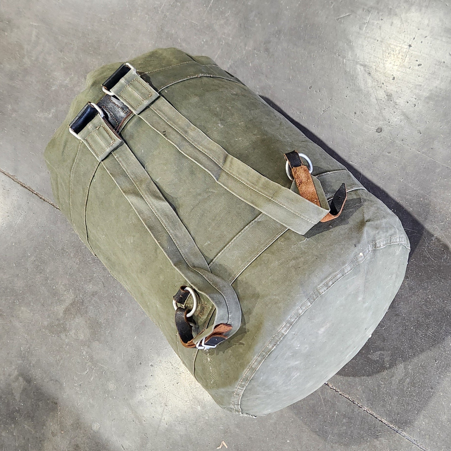 Duffel bag on the floor
