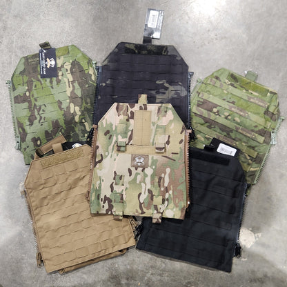Vest panels in multiple colors on a concrete floor