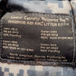 Label on a tactical bag with text and product details.