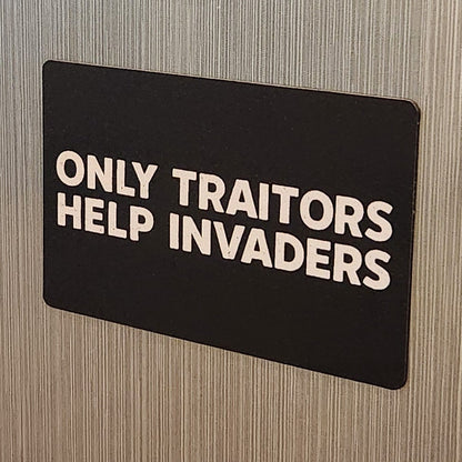 magnets  on a metallic surface with text and graphics