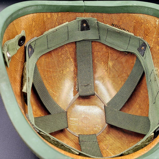 inside view of an old army helmet