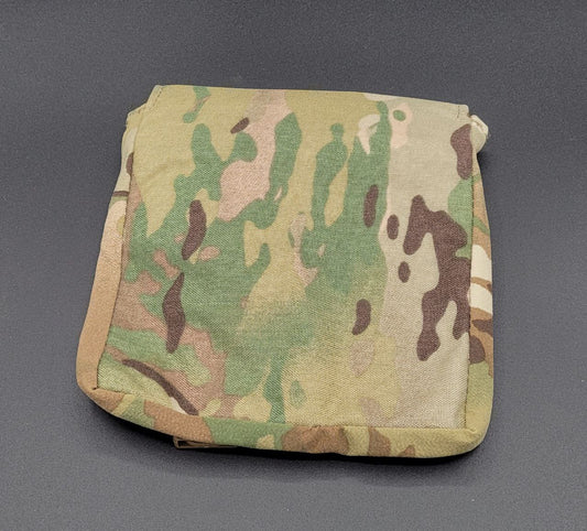 Camouflage pouch on a gray background