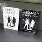 Two packs of Primal Wipes hand wipes, one black and one white, displayed on top of an olive green metal storage box against a dark gray background.