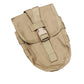 Tan tactical pouch on a gray concrete floor