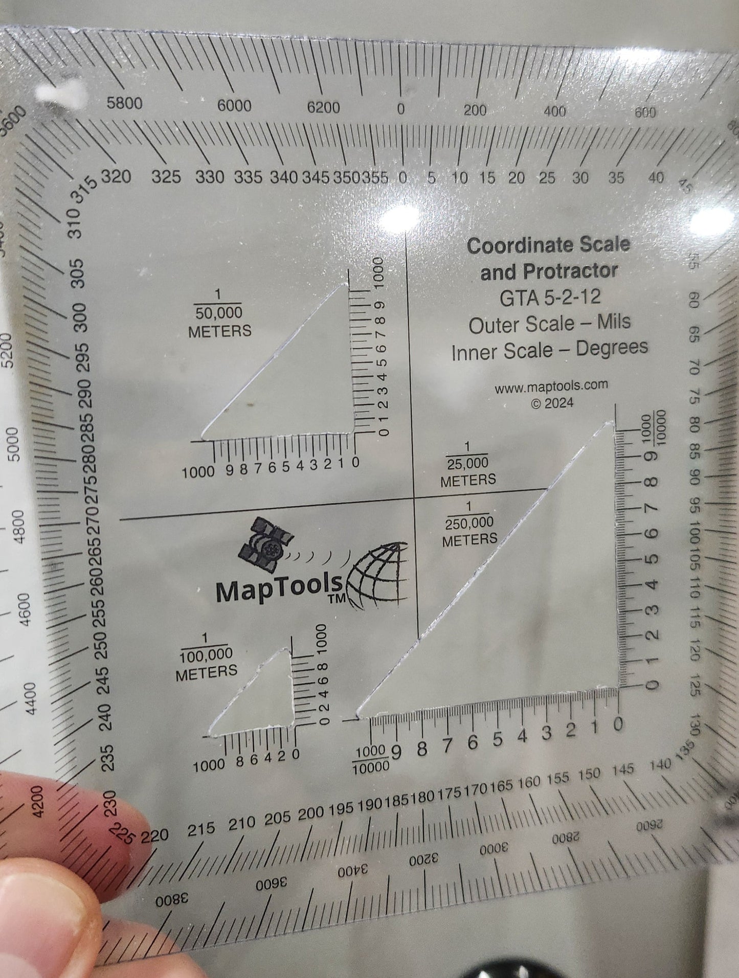 MapTools 5-2-12 Protractor - Full Size, 50k Scale