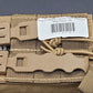 Brown tactical pouch with straps on a gray background