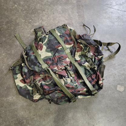 woodland backpack on concrete